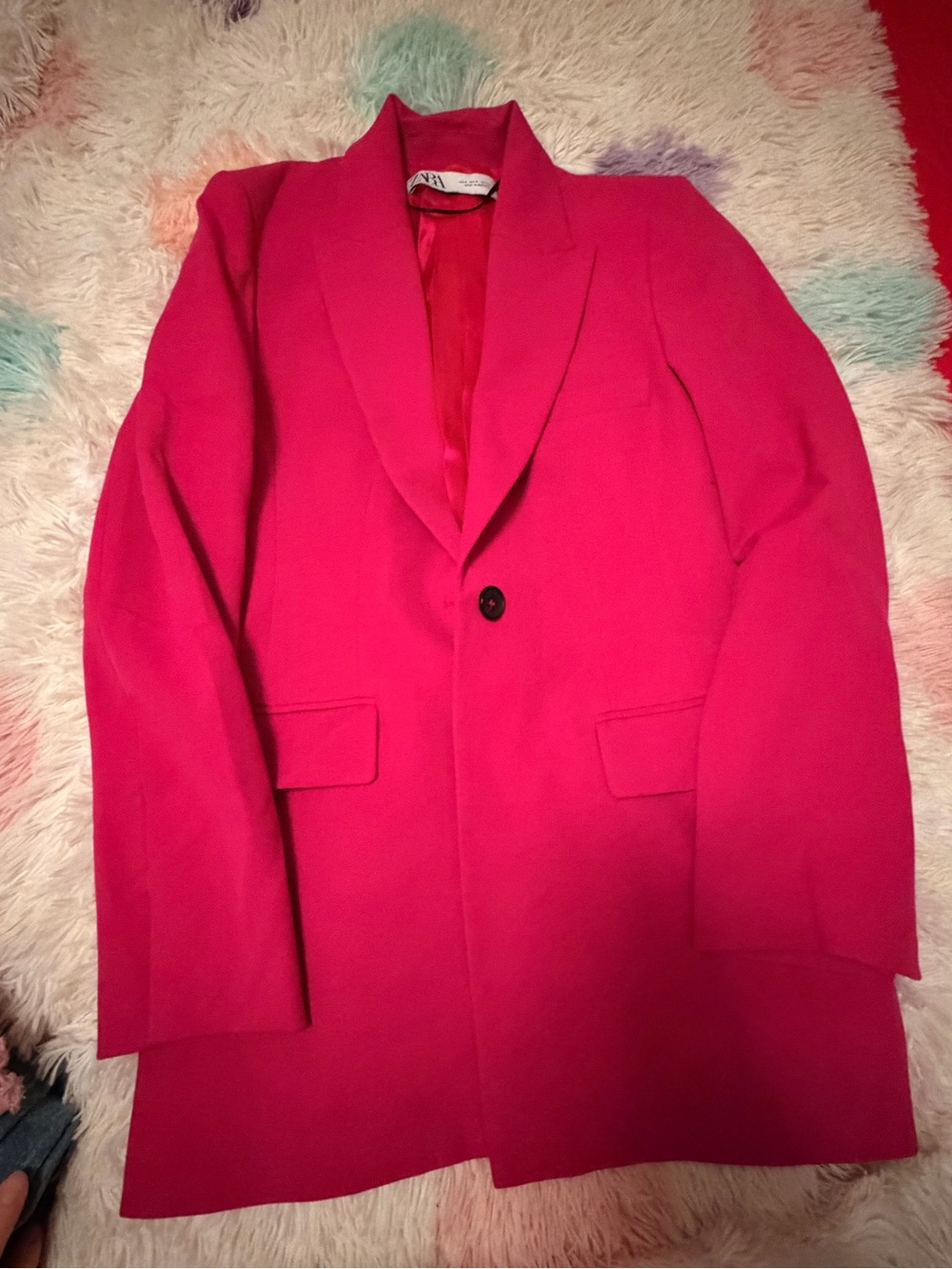 Zara Bright Pink Single-Button Blazer Jacket